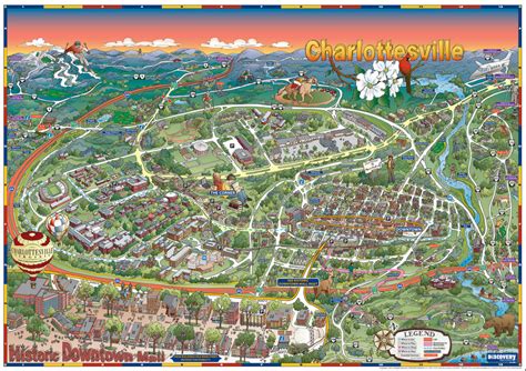A Map Of Charlottesville Pennsylvania With Lots Of Buildings And Trees