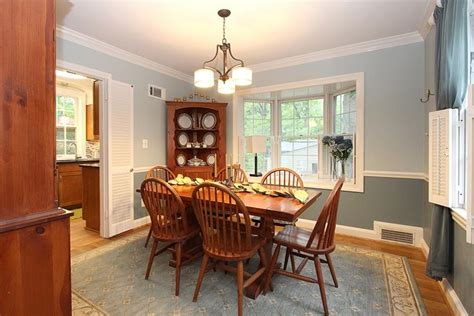 Another design option is to paint the walls with different, but complementary colors above and below the chair rail. Dining room photos chair rail