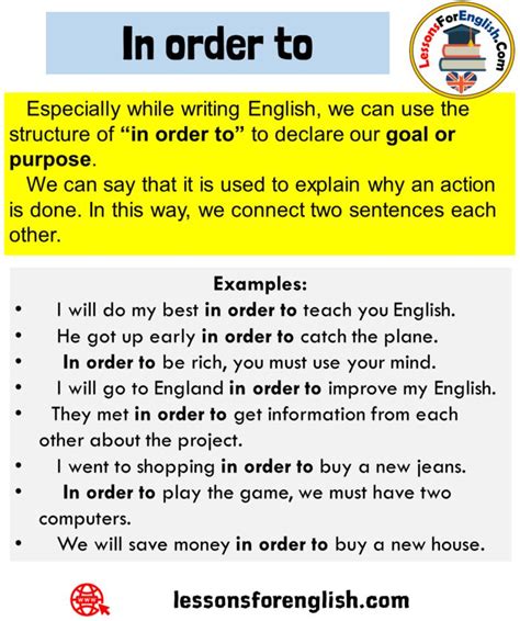 Uses In Order To Definition And Example Sentences Especially While
