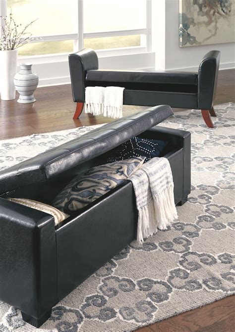 Signature Design By Ashley Living Room Benches Upholstered Storage