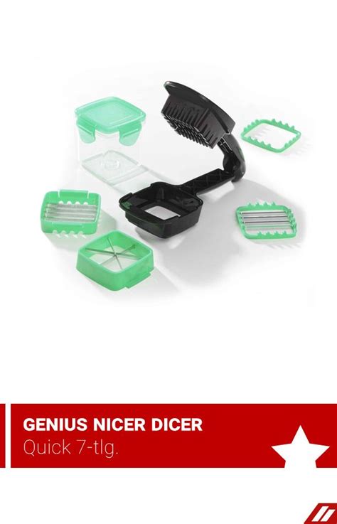 Cutting stamp n 1 nicer slicer with blade protector n 1 handy hopper n 1 food holder n 1 collecting container (capacity: Genius Nicer Dicer Quick 7-tlg. sort. | Halte durch ...