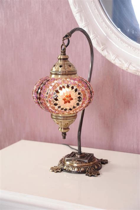 Turkish Moroccan Mosaic Gooseneck Table Bedside Lamp Etsy Moroccan
