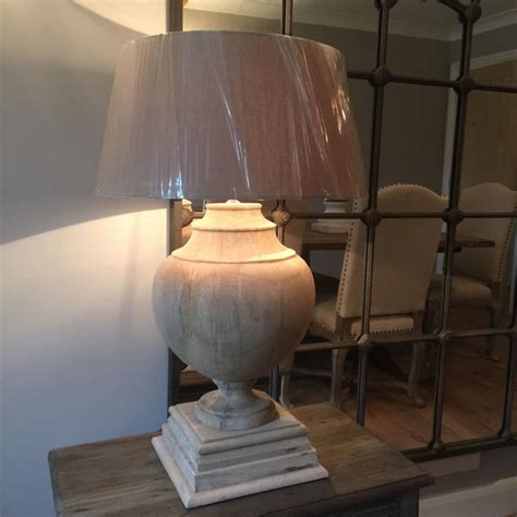 Extra Large Round Solid Wood Table Lamp And Shade By Cowshed Interiors