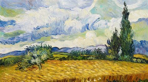 I won't say i turn my back on nature ruthlessly in order to turn a study into a picture, arranging the colors, enlarging and simplifying; A Wheat Field with Cypresses | Van gogh paintings, Vincent van gogh, Van gogh