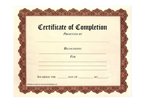 Free Editable Certificate Of Completion Template Word