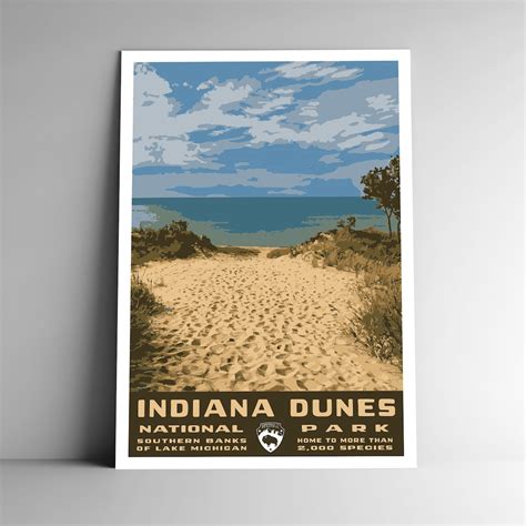 Indiana Dunes National Park Wpa Style Vintage Style Travel Etsy