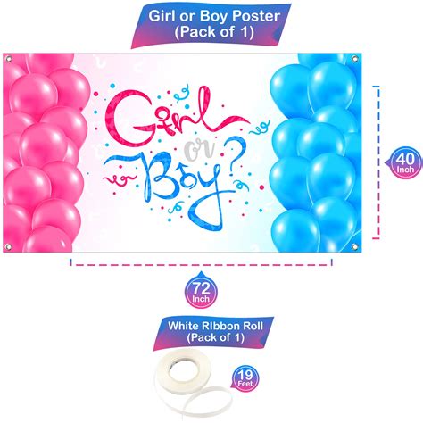 Buy Gender Reveal Banner Boy Or Girl Large 72x 40 Inch Blue And