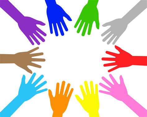 Vector Illustration Of Colorful Teamwork People Hands On White