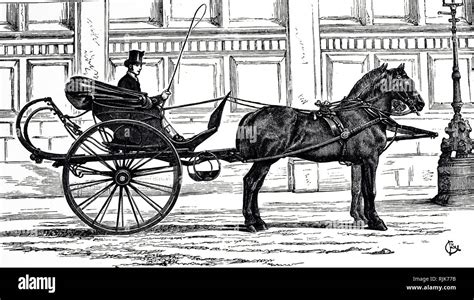 An Engraving Depicting A Curricle A Light Open Two Wheeled Carriage