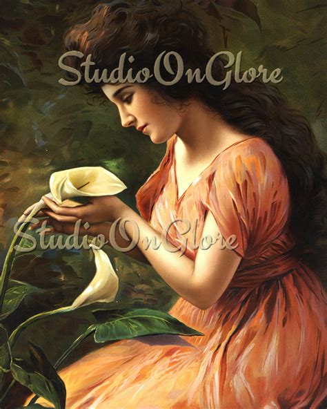 Calla Lily Lady Antique Printable X Portrait For Junk Etsy Old