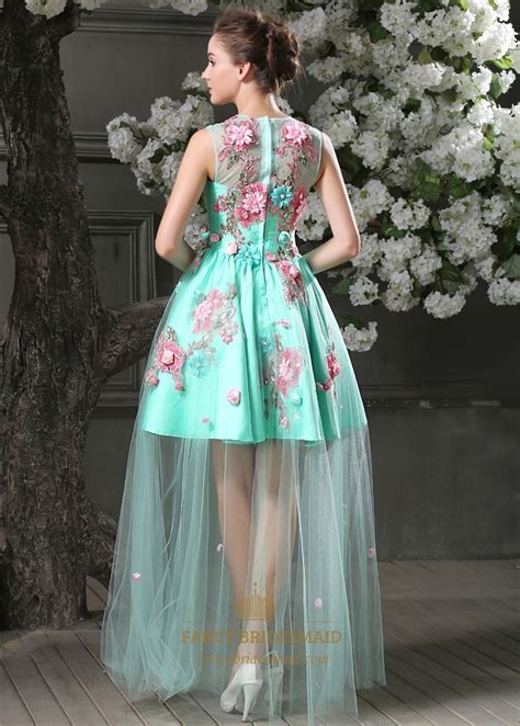 Elegant Aqua Blue Short Mini Bridesmaid Gowns Floral A
