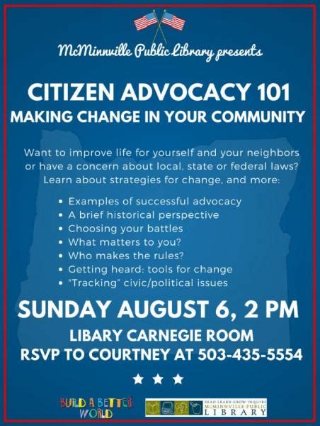 Citizen Advocacy 101 Workshop Mcminnville Oregon
