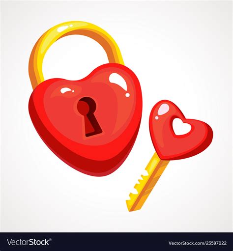 Red Heart Lock And Key Royalty Free Vector Image