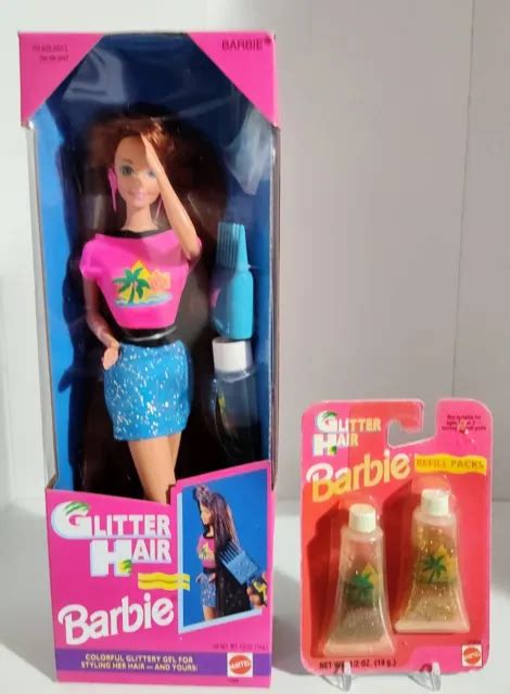 1993 Glitter Hair Barbie Doll Super Long Red Hair Mattel 10968 With Refill 8489 Picclick