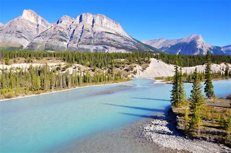 Mountains Bow River Banff Wallpaper Nature And Landscape