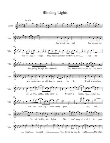 Blinding Lights The Weeknd For Violin Music Sheet Download