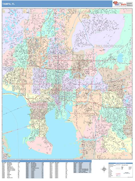 Tampa Florida Wall Map Color Cast Style By Marketmaps Mapsales Vrogue