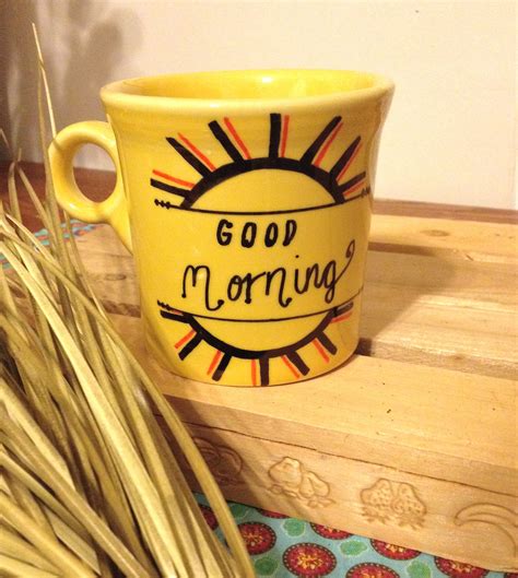 Coffee Mug Yellow Good Morning Sun Etsy Good Morning Sun Mugs