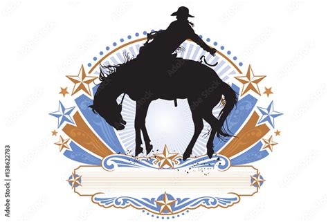 A Vector Silhouette Of A Rodeo Saddle Bronc Rider In A Poster Or Logo