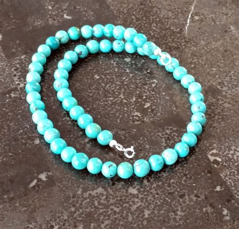 Genuine Turquoise Beaded Necklace Turquoise Necklace Etsy