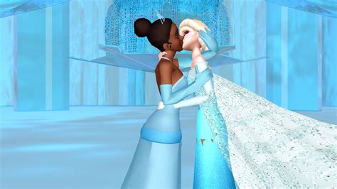 Elsa X Tiana Kiss By Sabor78 On Deviantart