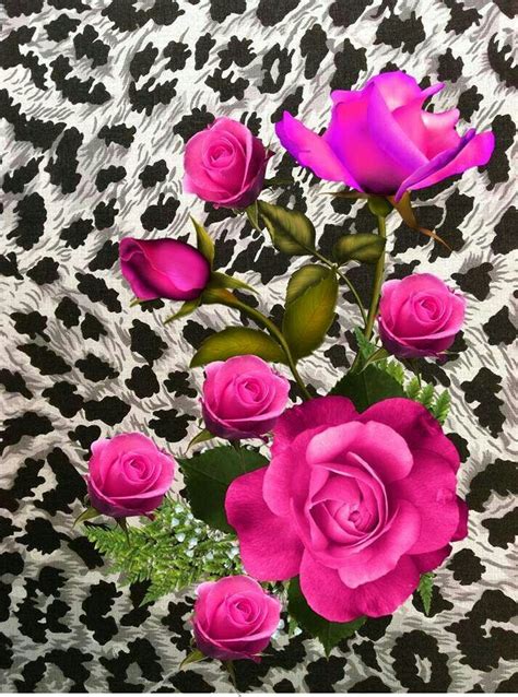 Gray leopard with pink roses | Flower wallpaper, Floral wallpaper