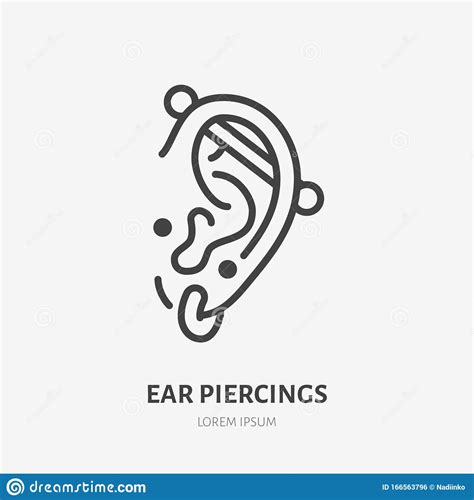 Ear Piercing Line Icon Vector Pictogram Of Face Jewelry Piercing