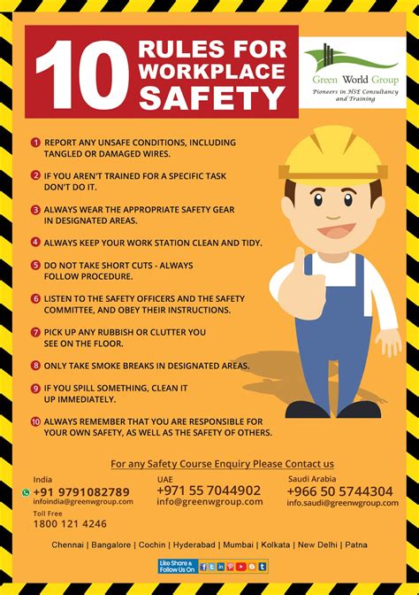 10 Rules For Workplace Safety Tips Gwg