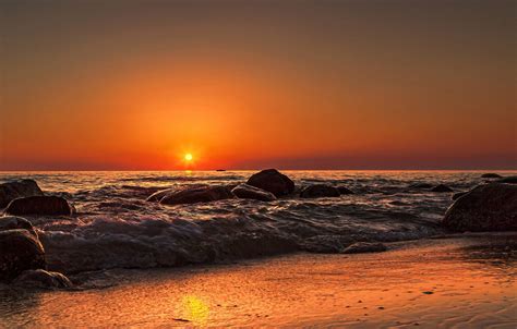 1020337 Sunset Sea Shore Sunrise Evening Coast Sun Horizon Cape Dusk Dawn Ocean