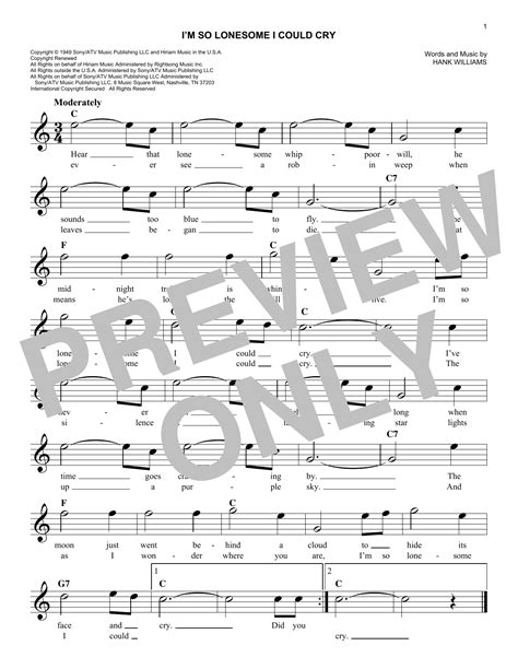 Im So Lonesome I Could Cry Sheet Music Direct