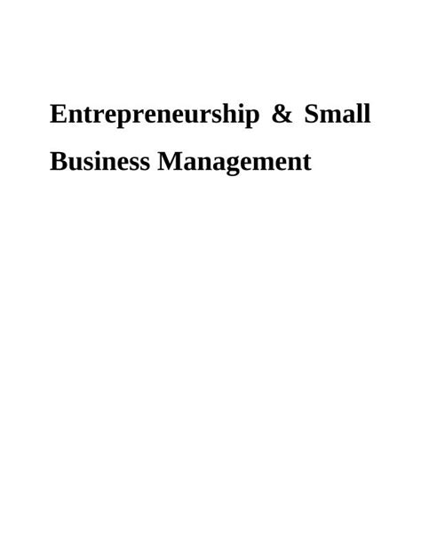 Entrepreneurship And Small Business Management Desklib