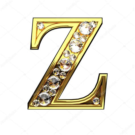 Z Letras Oro Aislado Con Diamantes En Blanco — Foto De Stock
