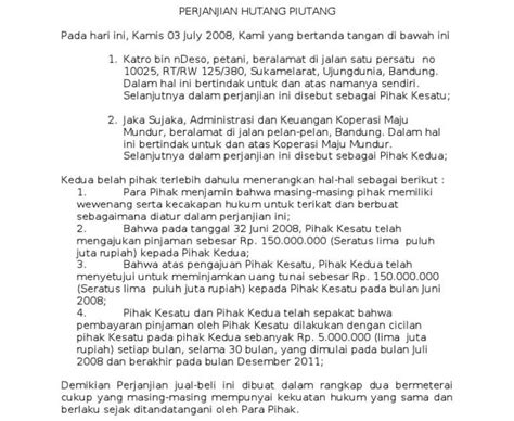 Contoh Surat Tugas Penagihan Hutang Surat Perjanjian Penagihan