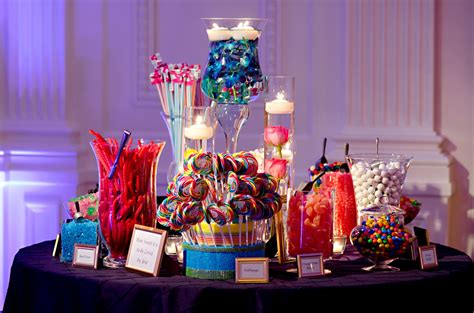 Yummy Bright Colored Candy Station Candy Station Blue Purple Wedding