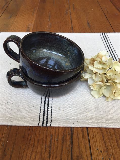 Set Of Soup Mugs Handmade Stoneware Soup Bowls With Handles Etsy