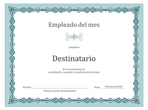 Diploma De Empleado Del Mes Dise O Cadena Azul Certificate
