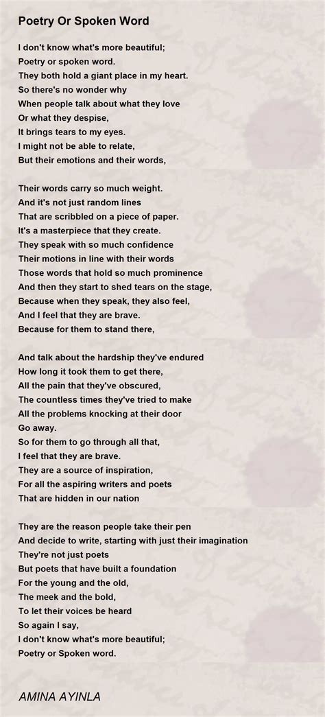 Poetry Or Spoken Word Poetry Or Spoken Word Poem By Amina Ayinla
