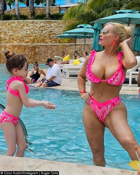 Mommy And Me In Pink Coco Austin And Chanel S Matching Neon Pink Bikinis