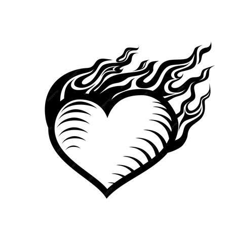 Premium Vector Fire Heart Burning Heart Love And Flame Logo Sign