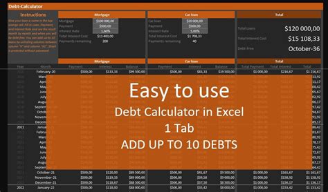 Debt Payoff Calculator Excel Template Etsy