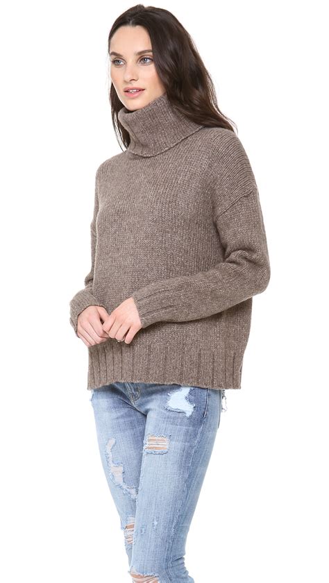 Nili Lotan Oversized Turtleneck Sweater In Brown Lyst
