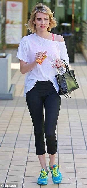 Emma Roberts Flashes Hot Pink Bra And Shows Off Slender Legs As She Leaves Yoga Class Daily