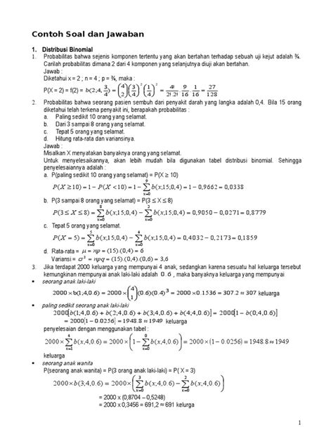 Share & embed contoh soal dan jawaban. 19++ Contoh Soal Materi Distribusi Binomial - Kumpulan ...