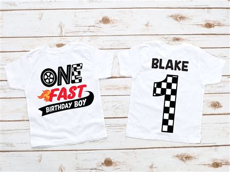 One Fast Birthday Boy 1st Race Car Shirt Racecar Birthday Shirt