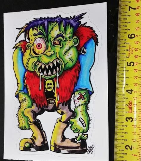Frankenstein Monster Art Sticker Weirdo Rat Fink Horror Vinyl Scheres