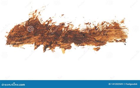 Brown Paint Brush Strokes Texture Isolated On White Background Stock