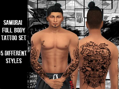 Evemors Samurai Full Body Male Tattoo Set