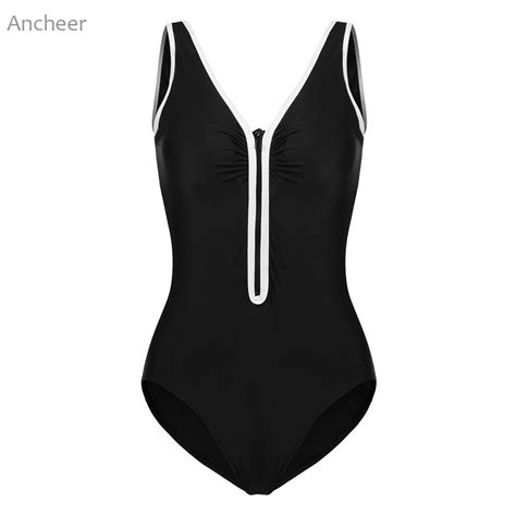 High Waist Bikini For Woman V Neck Swimsuit For Girls Sleeveless Women Patchwork Pleated Zipper