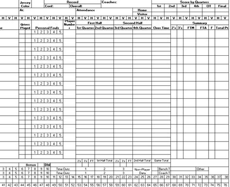 Handy Printable Basketball Scorebook Sheets Barrett Website