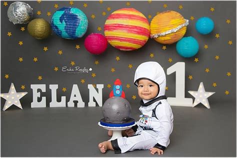 Outer Space Smash Cake Astronaut First Birthday Planetary Theme Cake